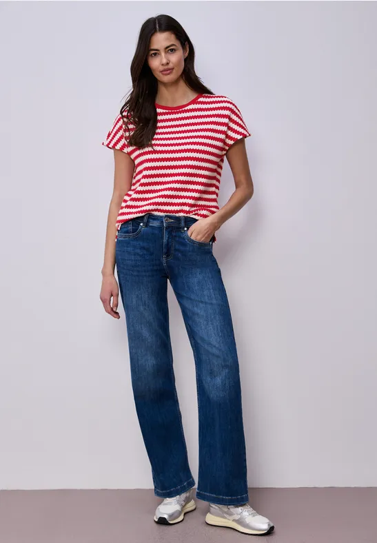 Chemise à rayures dropped shoulder salsa red