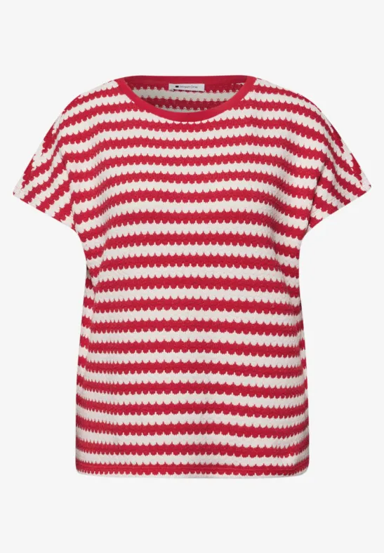 Chemise à rayures dropped shoulder salsa red