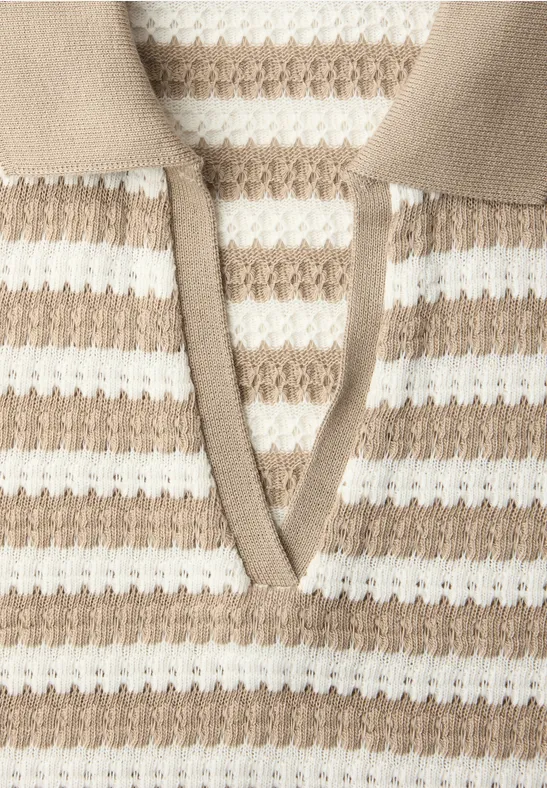 Polo à manches courtes avec rayures safari beige