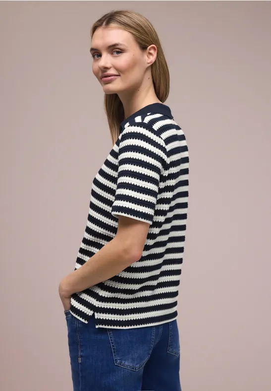 Polo à manches courtes avec rayures shadowed navy