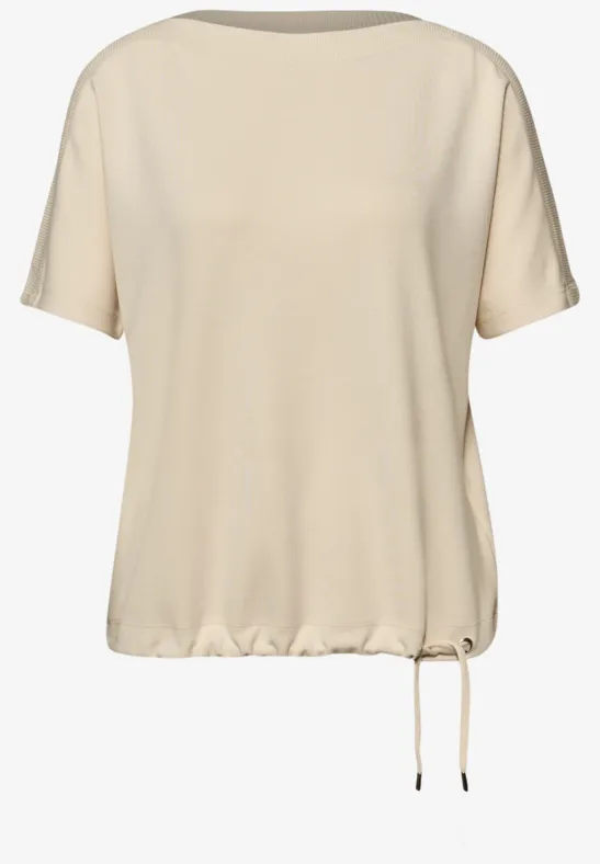 Shirt met overhangende schouders en geribd detail smoke beige