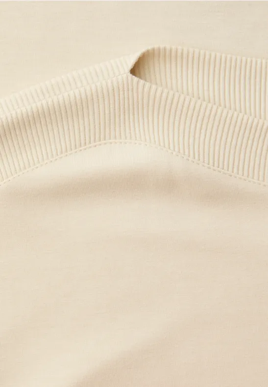 Shirt met overhangende schouders en geribd detail smoke beige