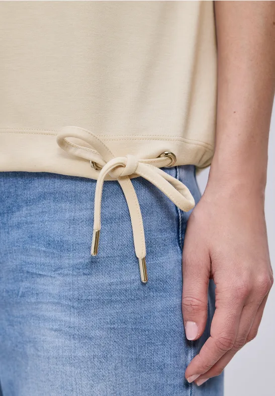 Shirt met overhangende schouders en geribd detail smoke beige