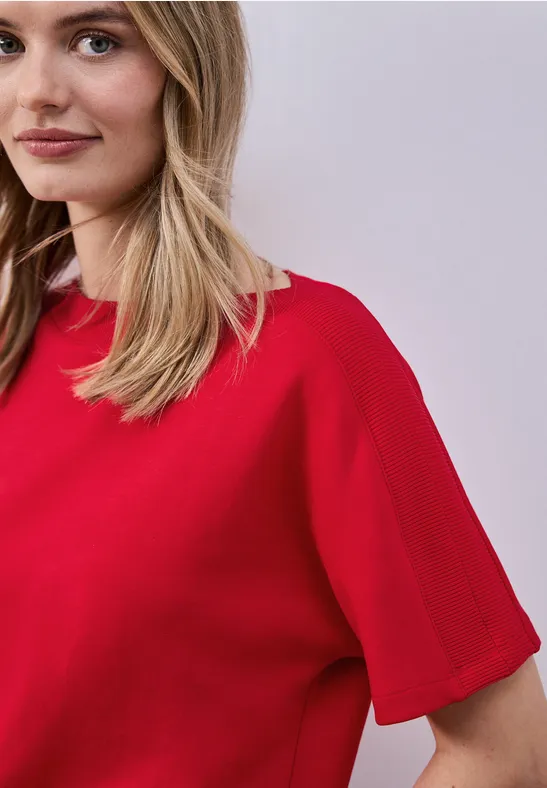 Dropped Shoulder Shirt mit Rippdetail salsa red