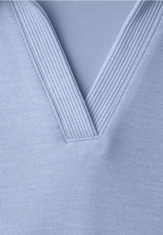 Polo à manches courtes avec détail de côtes cashmere blue