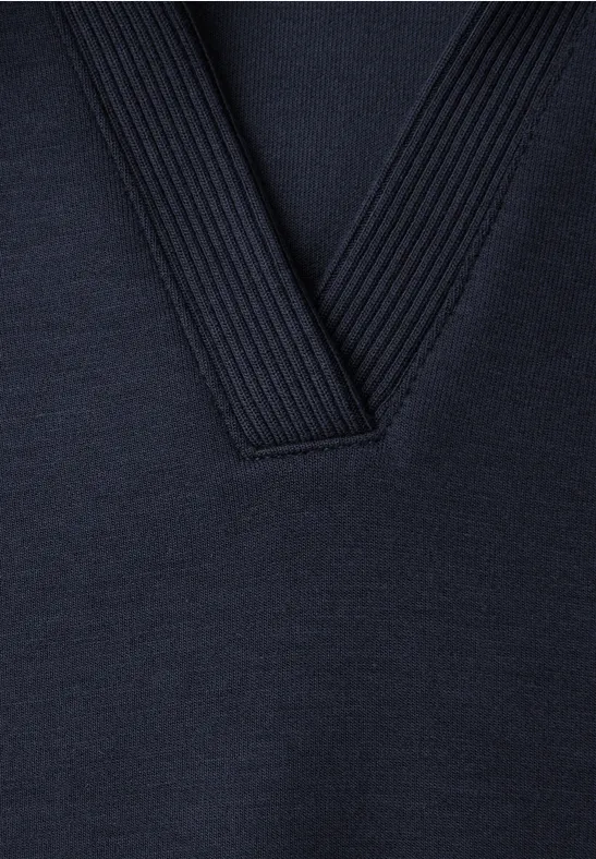 Polo à manches courtes avec détail de côtes shadowed navy