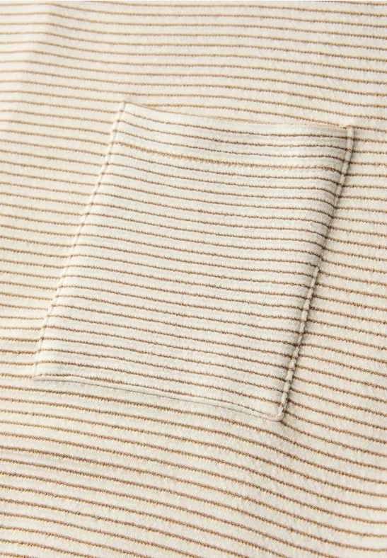 Shirt met korte mouwen en gestructureerde strepen safari beige