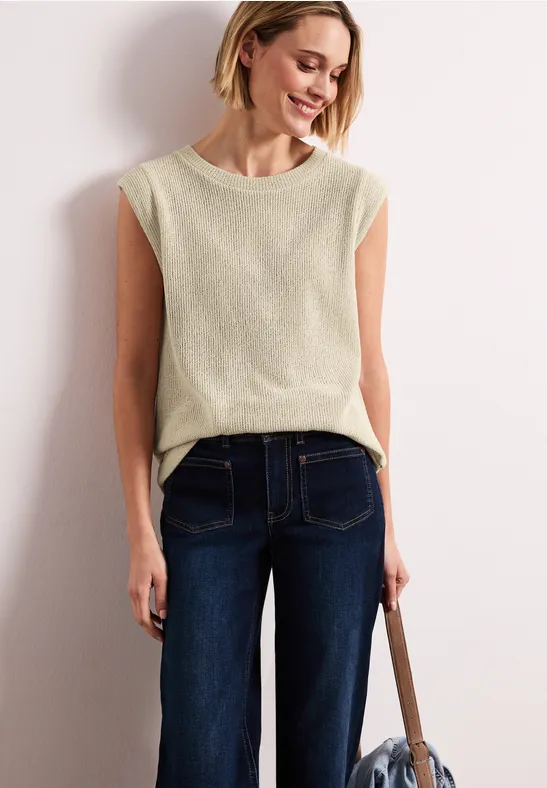 Dropped Shoulder Top im Strick-Look smoke beige