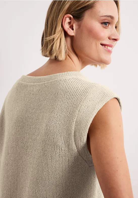 Dropped Shoulder Top im Strick-Look smoke beige