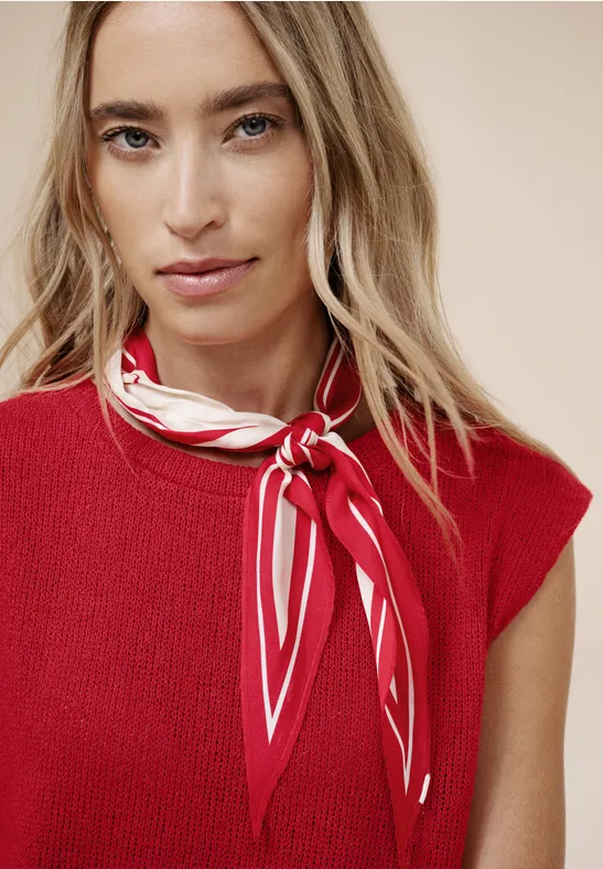 Top met overhangende schouders in een gebreide look salsa red