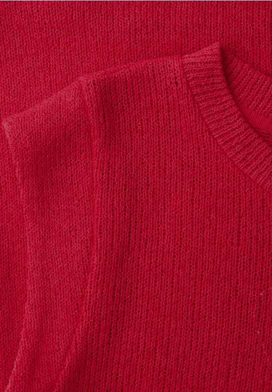 Top met overhangende schouders in een gebreide look salsa red