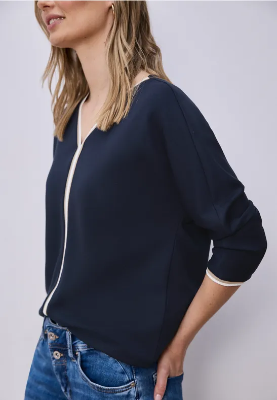 Koszulka z rękawem 3/4 z kontrastowymi detalami shadowed navy
