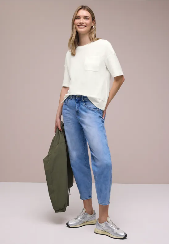 T-shirt à manches courtes avec mélange de structures off white