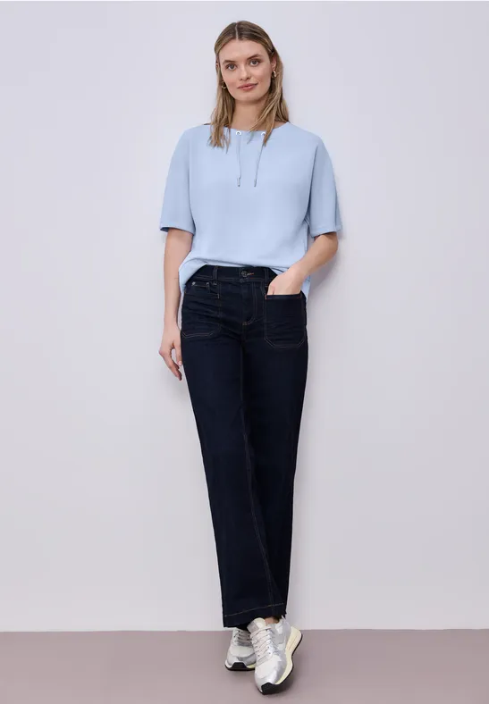 Dropped Shoulder Shirt im Silk-Look cashmere blue