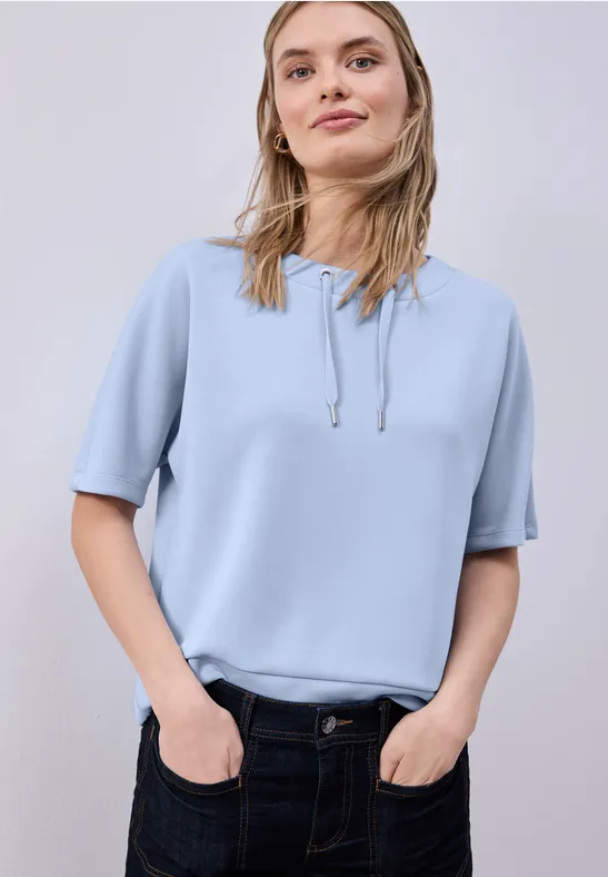 Dropped Shoulder Shirt im Silk-Look cashmere blue