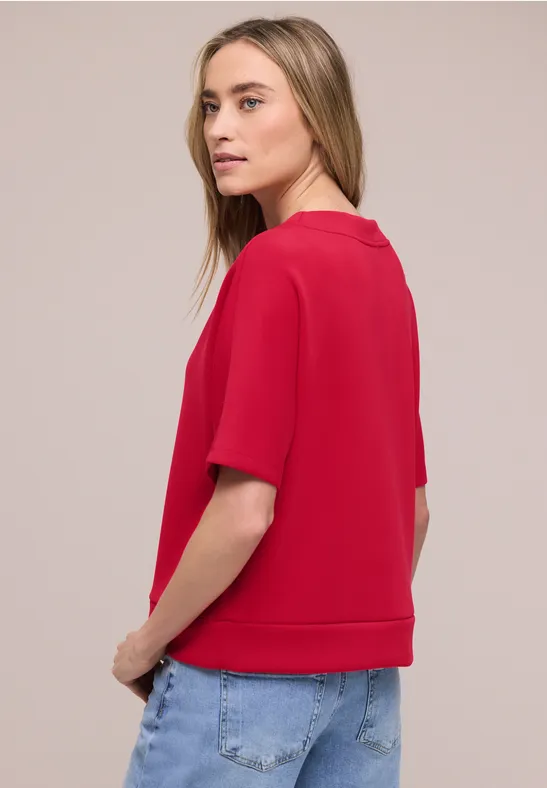 Dropped Shoulder Shirt im Silk-Look salsa red