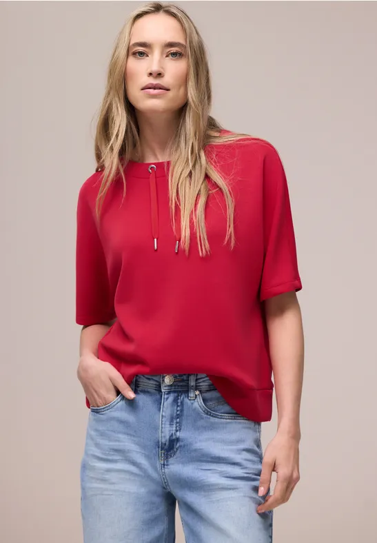Dropped Shoulder Shirt im Silk-Look salsa red
