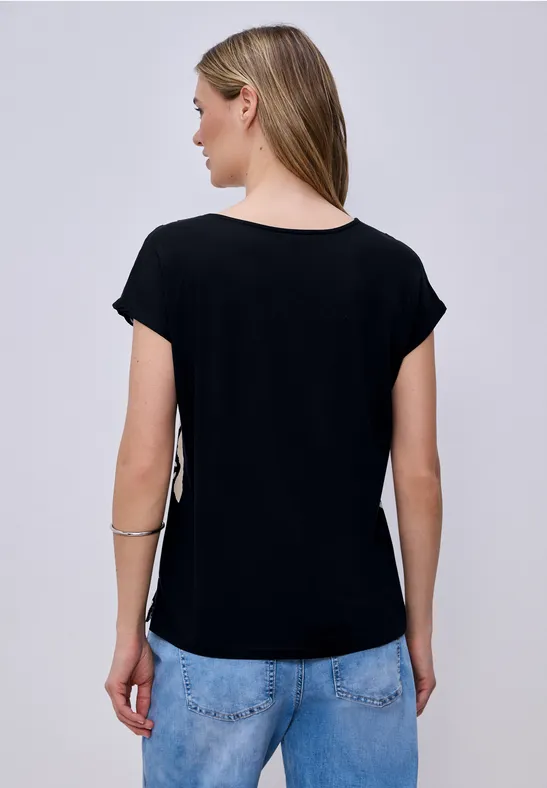 T-shirt avec split neck et imprimé sur le devant shadowed navy