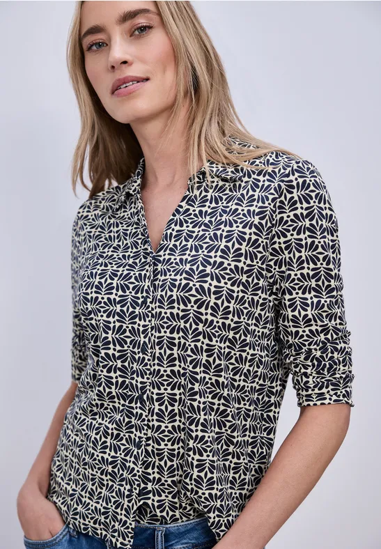 Shirt met een blouse-look shadowed navy