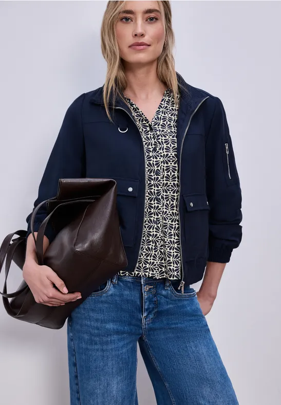 Shirt met een blouse-look shadowed navy