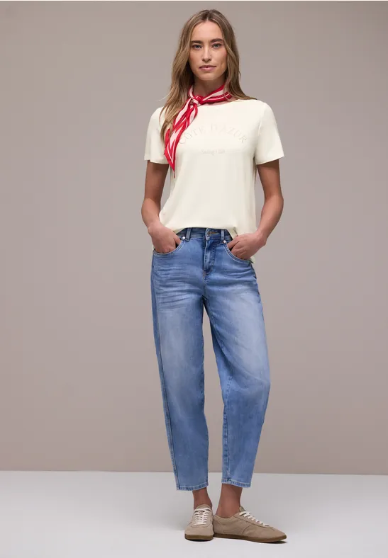 T-Shirt mit Rundhals und Wording off white