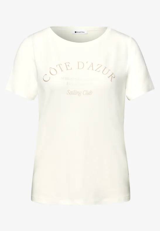 T-Shirt mit Rundhals und Wording off white