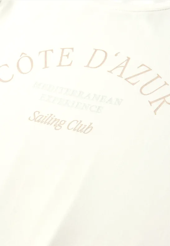 T-Shirt mit Rundhals und Wording off white