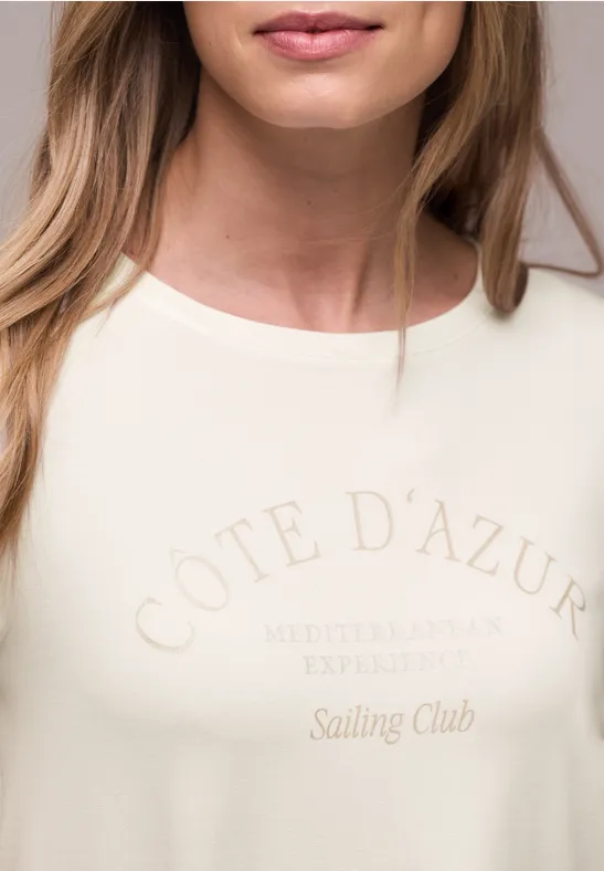 T-Shirt mit Rundhals und Wording off white