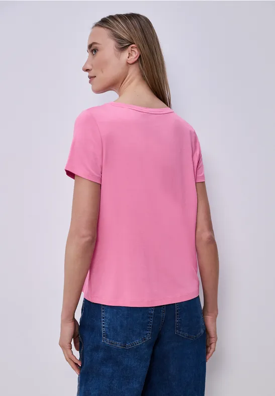 T-Shirt mit Rundhals und Wording ibis rose