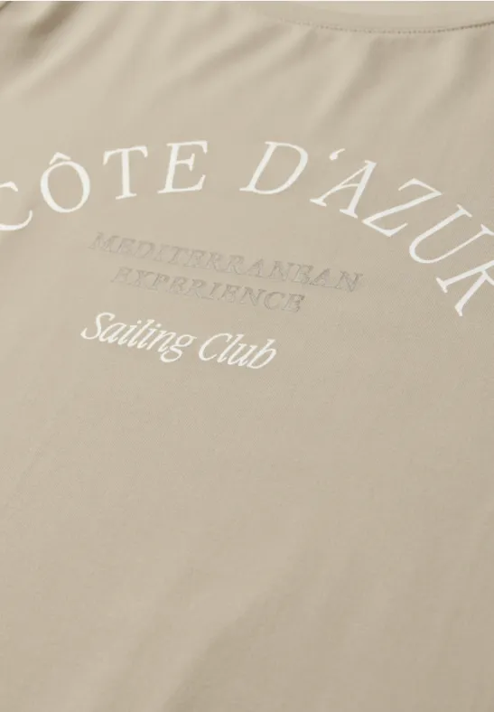 T-Shirt mit Rundhals und Wording cobble stone