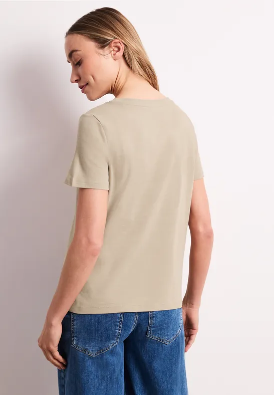 Basic T-Shirt aus reiner Baumwolle timeless beige