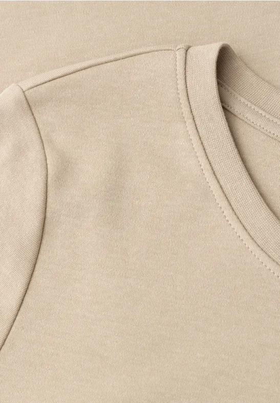 Basic T-Shirt aus reiner Baumwolle timeless beige