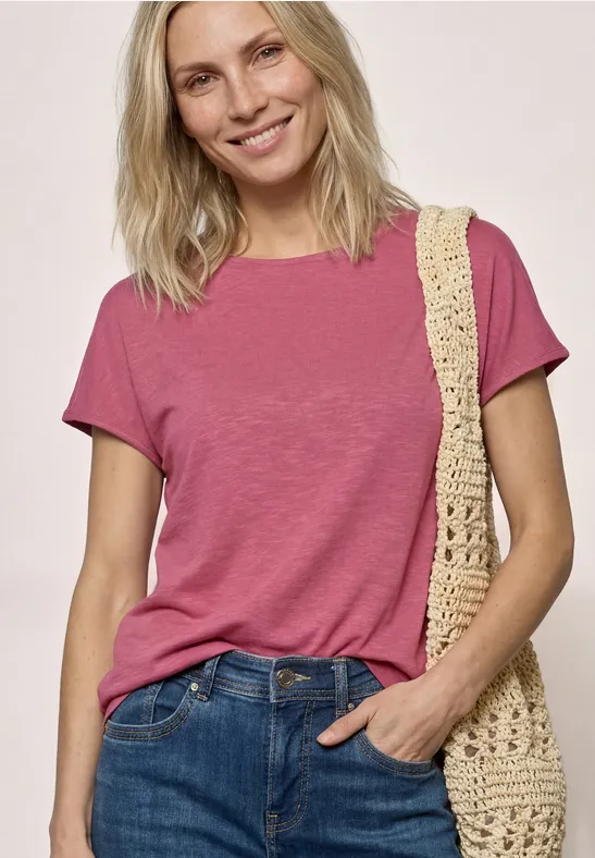 Basic T-Shirt aus reiner Baumwolle dark clouded blush