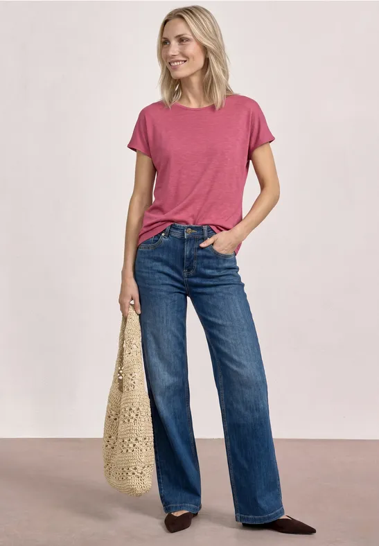 Basic T-Shirt aus reiner Baumwolle dark clouded blush