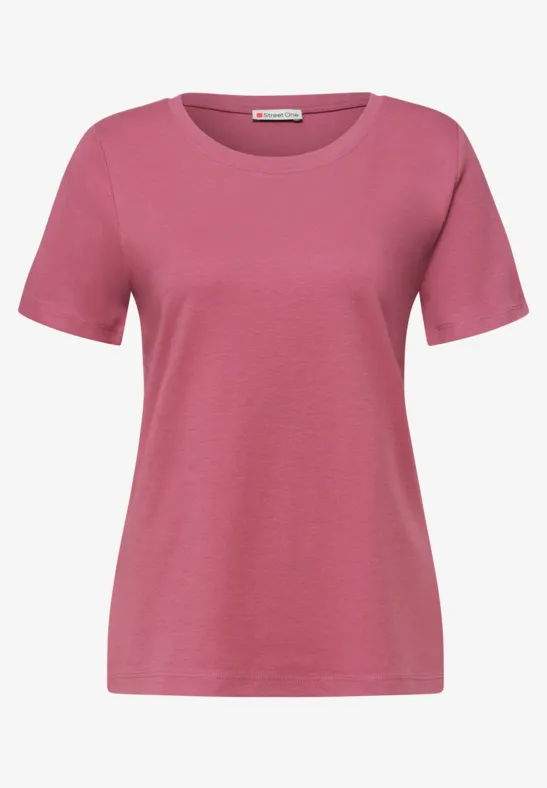 Basic T-Shirt aus reiner Baumwolle dark clouded blush