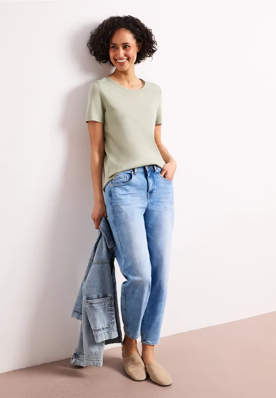 Basic T-Shirt aus reiner Baumwolle mint leaf