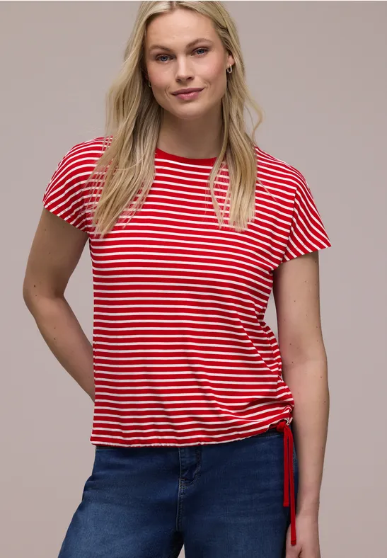 T-shirt à rayures salsa red