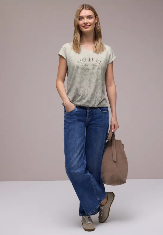 Ausbrenner Shirt mit Wording clay taupe