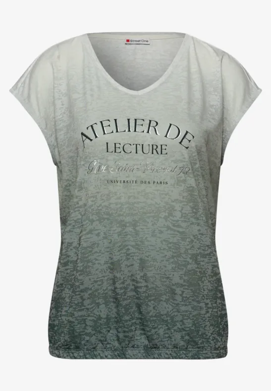 Ausbrenner Shirt mit Wording pine grove green