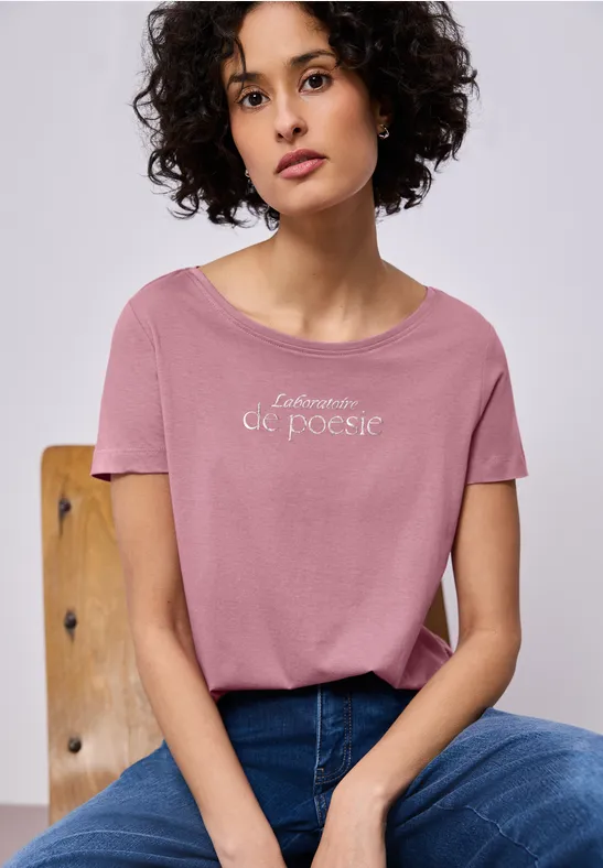 Shirt met tekst clouded blush