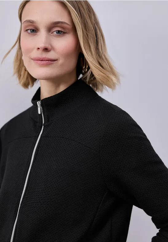 Langarm Jacke mit Turtle Neck Black