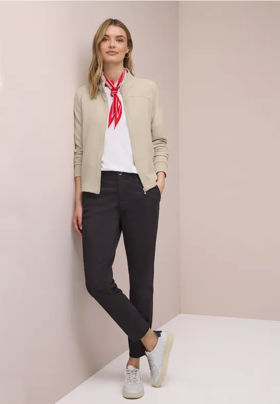 Langarm Jacke mit Turtle Neck cotton beige