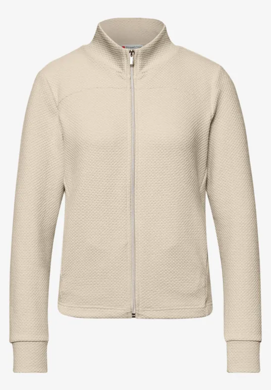 Langarm Jacke mit Turtle Neck cotton beige