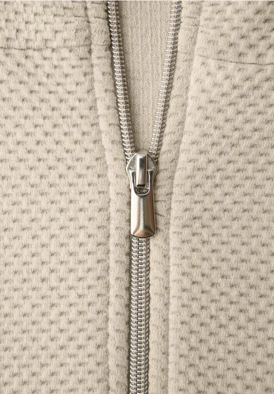 Langarm Jacke mit Turtle Neck cotton beige