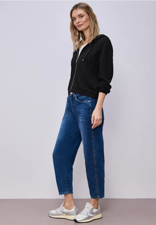 Kurze Hoodie Jacke Black