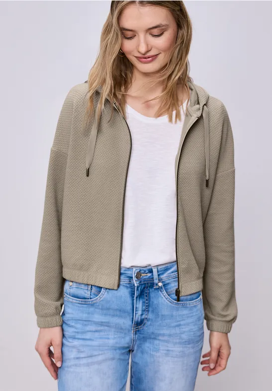 Kurze Hoodie Jacke timeless beige