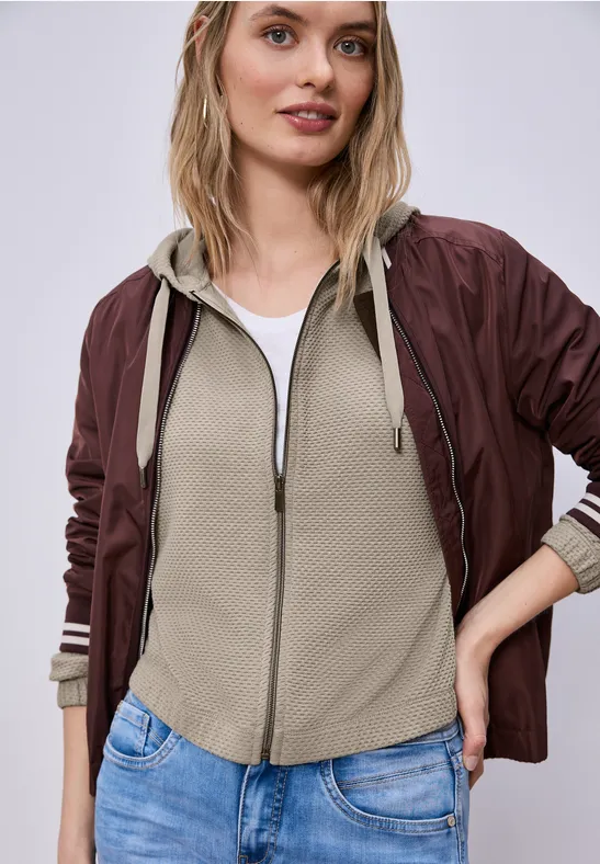 Kurze Hoodie Jacke timeless beige