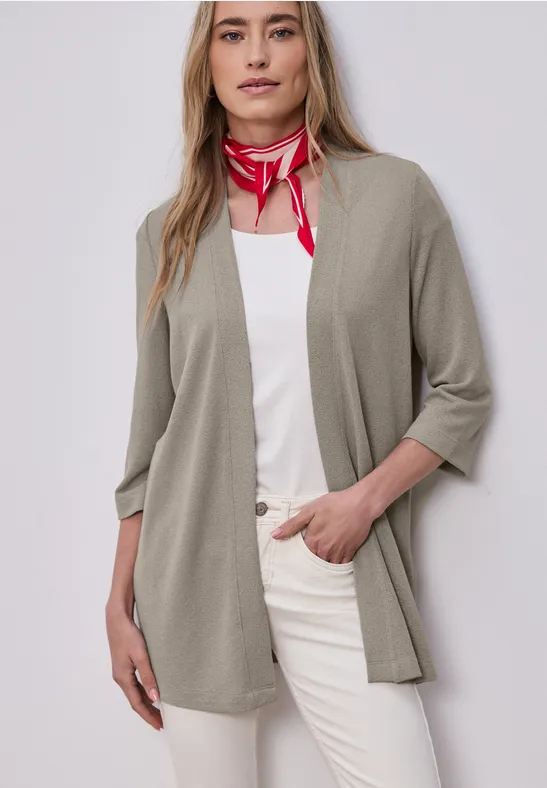 Langarm Jacke im verlängerten Schnitt timeless beige