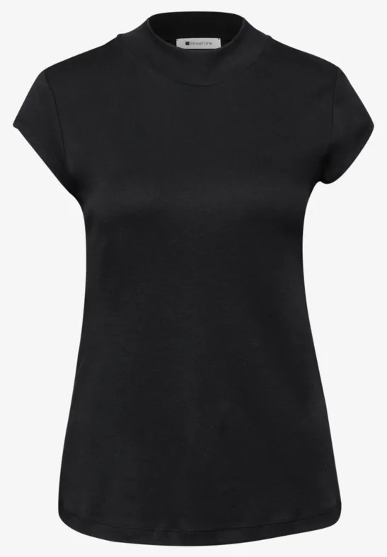 Basic Shirt mit Turtle Neck Black