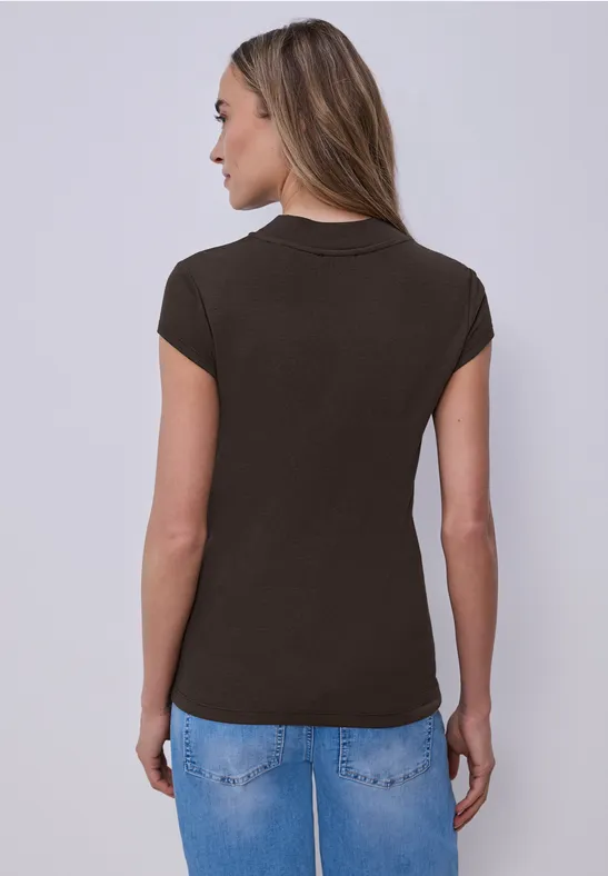 Basic Shirt mit Turtle Neck espresso brown